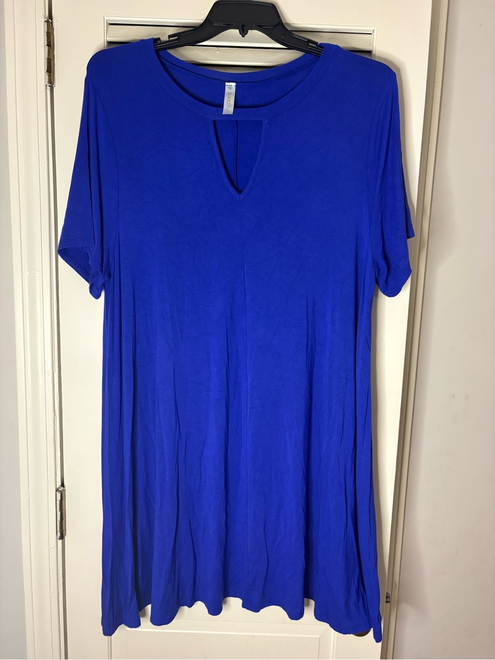 Women's Royal Blue Keyhole Short Sleeve Dress